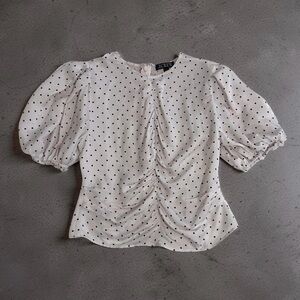 J. Crew Cream Polka Dot Puff Sleeve Blouse